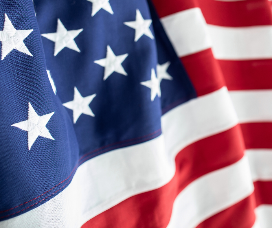 zoomed in image of the American flag
