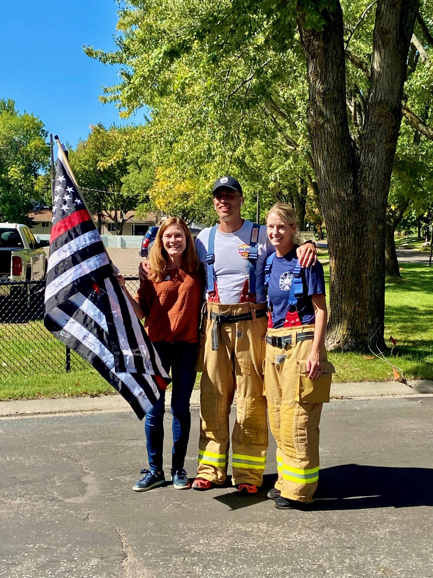 A Good Cause Mayor Labadie with Doug Foote and Mayor of Chanhassen -  Miles for MnFIRE
