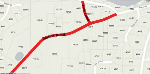 map of dyer and manor roads